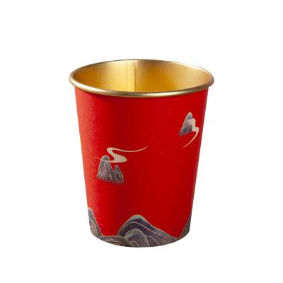 China Europe Manufacturers Recyclable Custom Hot Drink Coffee 6oz Disposable Gold Color Paper Cup And Lids for sale