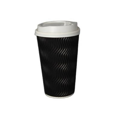 China Latest New Arrival Design Black Color Ripple Wallpaper Cup Recyclable 16oz for sale