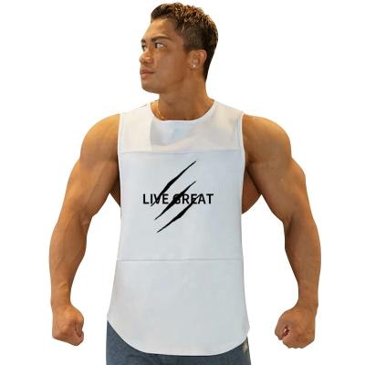 China Breathable Muscle Fit Men Sport Solid Color Fitness Yoga Wear Gym Men's Clothing Vest Tops For Man for sale