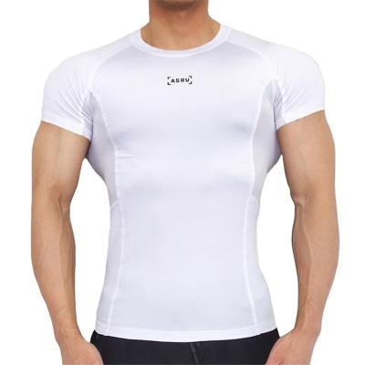 China Cotton Short T-shirt Anti-Wrinkle Gym T-shirt Men Sleeve T-shirt Fitness Bodybuilding Workout Casual Tee Tops Summer Clothing for sale