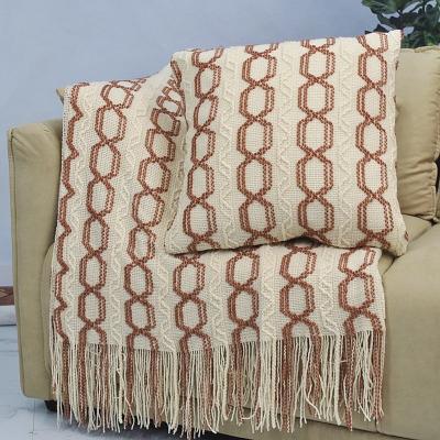 China Anti-pilling Bohemian Line Office Knitted Tassel Bed Blanket Hot Sale Sofa Lunch Break Blanket Air Throw Treatment Blanket for sale