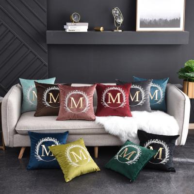 China Anti-Static American Style Sofa Cushion Hong Kong Style Light Luxury Velvet Letter Pillow Pattern Piece Embroidered Soft Bedside Cushion for sale