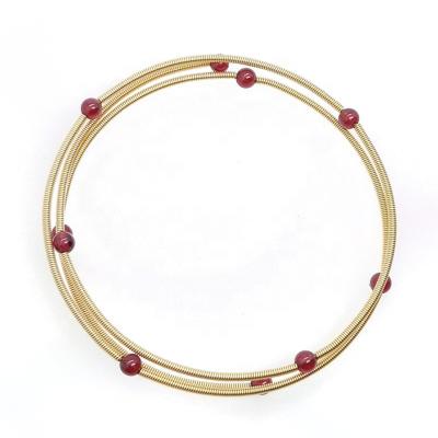 China TRENDY Simplish Natural Garnet Beaded 14K Gold Filled Multi Layer Bracelet Braided Bracelets For Girls for sale