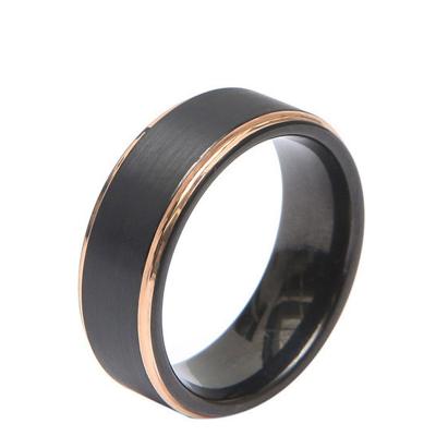 China Latest NJ Design Tungsten Carbide Nickel Free 8MM Wedding Bands Black And Gold Tungsten Carbide Rings For Men for sale