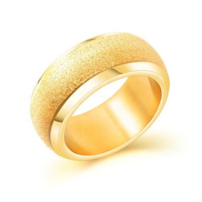 China Factory Wholesale Saudi 18K Gold Nickel Free Sandblasted Mens Stainless Steel Engagement Band Wedding Ring for sale