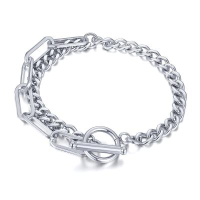 China NJ CLASSIC Cuban Chain Bracelets Jewelry Stainless Steel Link OT Buckle Cuff Bracelets For Men And Women for sale