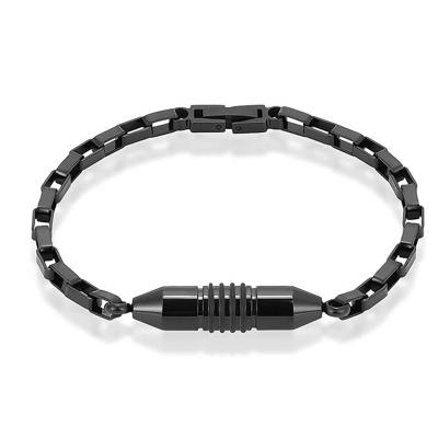 China Modern Design CLASSIC Ashes To Jewelry Mens Stainless Steel Black Bullet Cylinder Bracelets For Ashes for sale