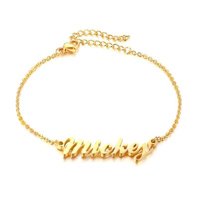 China Nerezjewelry 316L Stainless Steel Surgical Women's Custom Made Gold Surgical Women's Engraved Anklet Stainless Steel Anklet ID Bracelets for sale