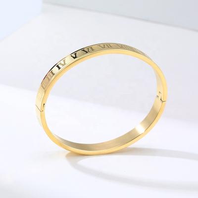 China CLASSIC Classic Style Custom Design Simple 8MM Charm Bracelet Without Charms Roman Numeral Cuff Bangle Bracelets for sale