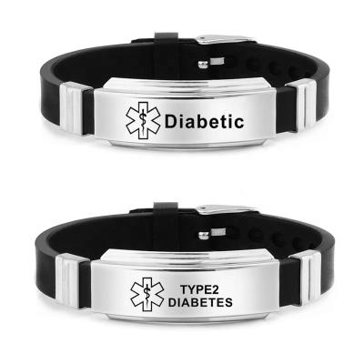 China Medical ID Wristband Inventory DIY Stainless Steel Silicone Sign Alert ID Wristband Bracelets for Men and Women for sale