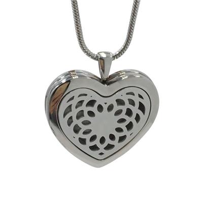 China Wholesale 316L Stainless Steel DIY Heart Essential Oil Diffuser Pendant Necklaces Nickel Free for sale