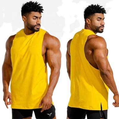 China Wholesale QUICK DRY White Ribbed Mens Tank Top Solid Color Mens Gym Basketball Singlet Slit Edge Muscle Tank Tops for sale