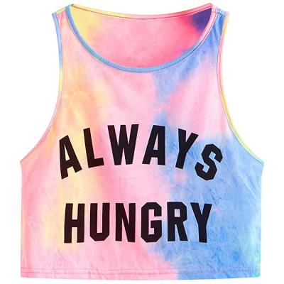 China Summer QUICK DRY Casual Streetwear Printed Sleeveless Fashion Tie Dye T-shirt Women Cropped Tank Top for sale