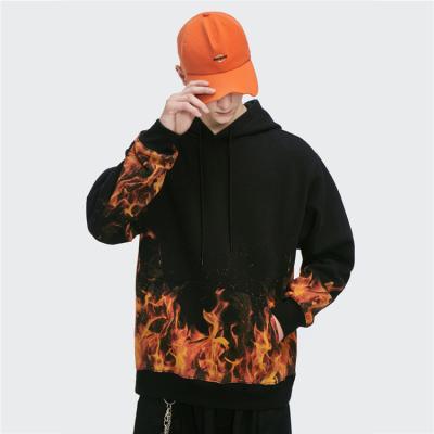 China New High Quality Hoodie Fashion High Street Casual Flame Anti-Shrink Printed Hoodie Men for sale