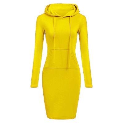 China 2021 Anti-wrinkle Fashion Pockets Casual Oversized Long Sleeve Women Custom Logo Hoodies Dress Hoody Dress for sale