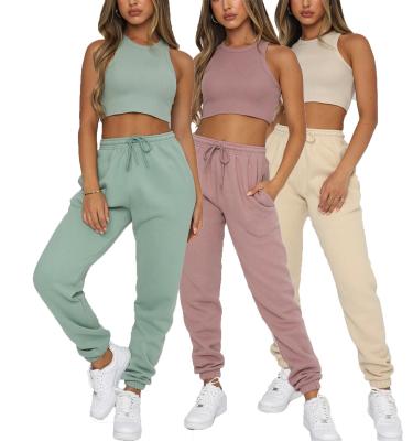 China Wholesale Bulk High Quality Anti-Wrinkle Track Pants Clothes Custom Casual 2 Pieces Set Sports Jogger Pants Women Sports Tracksuit Women for sale