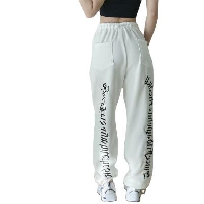 China Antibacterial Logo Trouser Custom Technology Logo Trouser Gray High Quality Women's Loose Embroidery Cotton Joggers Stacked Women Loose Embroidery Sweatpants Women for sale