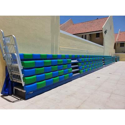 China Indoor Swimming Pool Retractable Bleachers With High Density Polyethylene Bench Without Backrest for sale