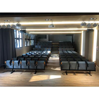 China Auditorium Conference Riser Mounted Retractable Grandstand With Leather Fabric Upholstery For Auditorium for sale