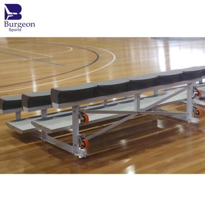 China Movable portable aluminum changing rooms/sidelines bleachers with polymer bench seat for changing rooms/sidelines for sale