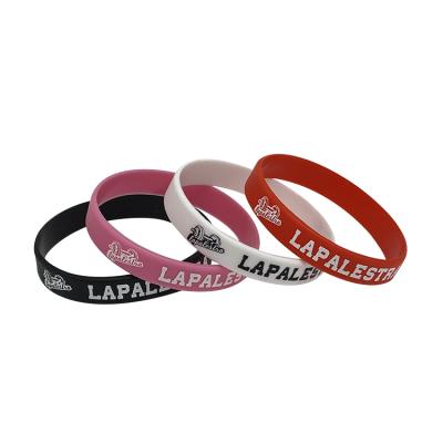 China Fashion Environmental Friendly Custom Silicone Sport Print Wrist Bands Colorful Red White Black Colorful Silicon Rubber Strap for sale