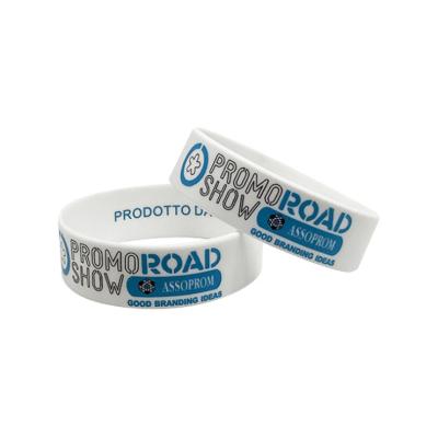 China Environmental Friendly Promotional Gift Cheap Fancy Customized Printing / Printed White Color Silicone Wristbands Rubber Wrist Band for sale