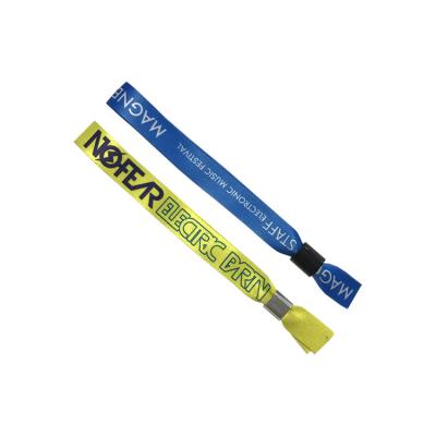 China Environmental Friendly Custom Colorful Cloth Mens Woven Wristband Satin Ribbon Wristband With Plastic Lock for sale