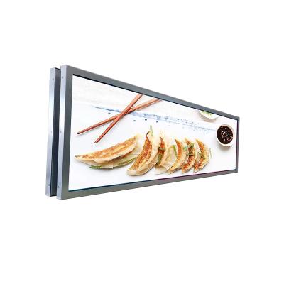 China LCD Remote Display Kiosk Double Release Advertising Screens Rack Hanging Bar Video Signage High Efficiency Shopping Kiosk Screen for sale