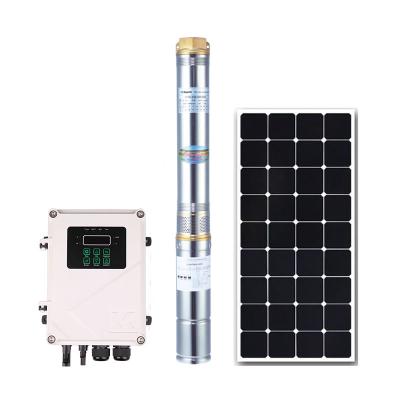 China Big Flow 2HP 65M Head BLDC Solar Powered Borehole Water Pump System for sale