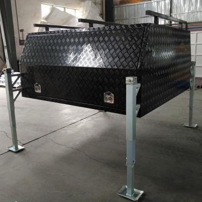 China Black Aluminum Truck Tool Box Truck Canopy With Three Doors And Brackets BH-C2400JB for sale