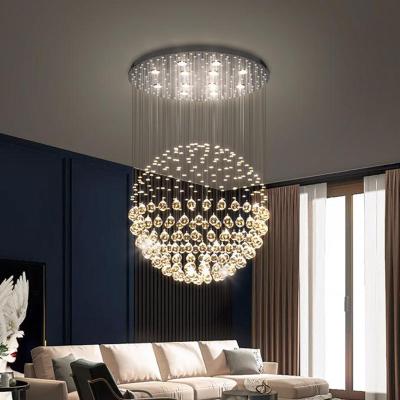 China Modern Contemporary Long Staircase Ceiling Large Modern Vintage Hotel Luxury Leaded Modern Crystal Pendant Lighting Chandelier for sale