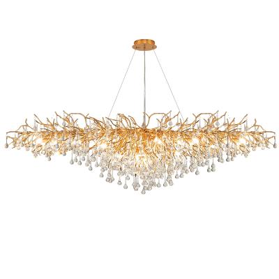 China Living Room Modern Luxury Raindrop Dining Room Gold Ceiling Chandelier Crystal Lamp for sale