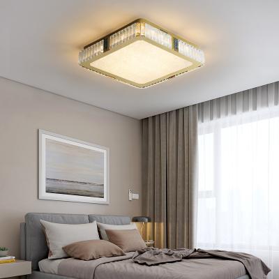 China Surface Mounted Atmospheric Contracted Simple Living Room Bedroom Rectangle Led Crystal Ceiling Light Modern Luxury for sale