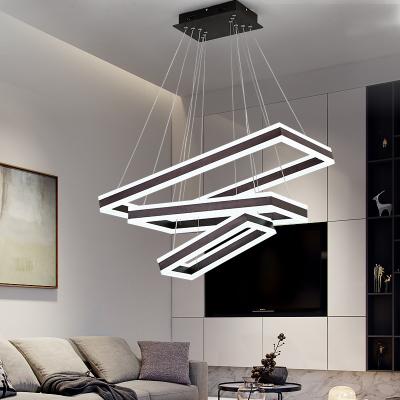 China Nordic simple design restaurant bedroom living room modern hanging home decorative ceiling led rectangle chandeliers for sale