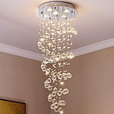 China Modern Contemporary Living Room Long Staircase Large Vintage Ceiling Pendant Lighting Luxury Modern Hotel Large Led Crystal Chandeliers for sale