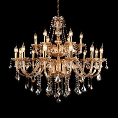 China Luxury decorative European vintagemodern industrial crystal chandelier lead glass large hotel lobby light modern large chandeliers for sale