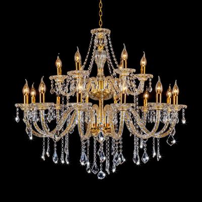 China Modern large energy-saving hotel lobby decorative European vintage modern led lead glass chandelier luxury pendant lighting for sale