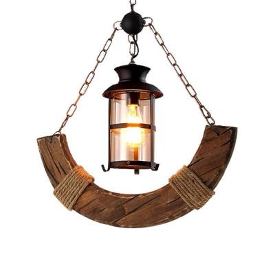 China Industrial Creative American Restaurant Cafe Bar Vintage Light Wood Chandeliers Industrial Hanging Attic Pendant Lights for sale