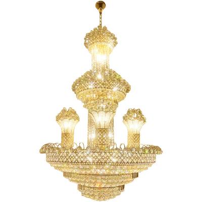 China Modern custom indoor hotel villa project gold led fancy modern luxury crystal chandelier stair lamp k9 for sale