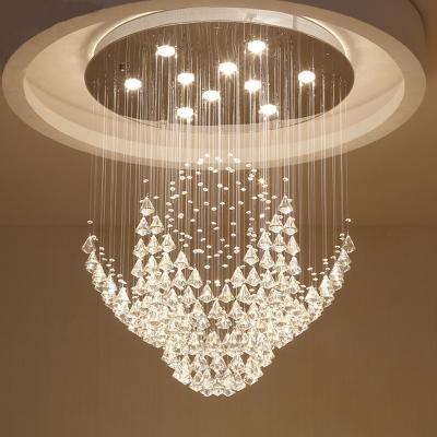 China Long Staircase Modern Contemporary Large Ceiling Modern Hotel Luxury Vintage Pendant Lighting Crystal Modern Led Chandeliers for sale