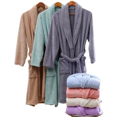 China Sustainable High Quality Custom Made Bathrobes Hotel Spa Plush Bathrobe Microfiber Bathrobe For Woman And Men for sale