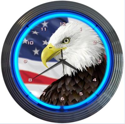 China CE 220v Neon Light Clocks SAA Ticking Motion Led Neon Wall Clock for sale