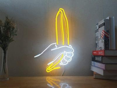 China Leuchtreklame-Bananen-beleuchtet helles Zeichen-wirkliches Glasleuchtreklame-Neonneon Neonwand-Zeichen, das wirkliches dekoratives Neonlicht für Haus ist zu verkaufen