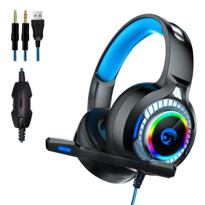 China Earphone RGB 3.5mm Stereo and USB Wired Computer Headphones With Mic Voice Control For Laptop Computer Gamer for sale