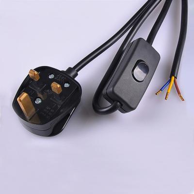 China With fuse inside UK standard assembled plug attach UK power cord with 3core switch wire for sale