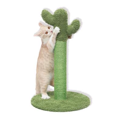 China Green Sisal Stocked Cat Scratching Post Tree Cactus Cat Tree Durable Interactive Pet Toys for sale