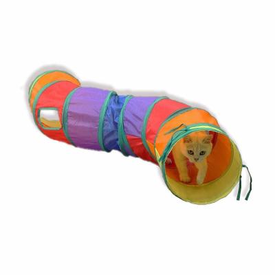 China Durable 21 Pet Tunnel Bed Funny Colorful Cat Play Polyester Fabric Foldable Cat Tunnel Bed for sale