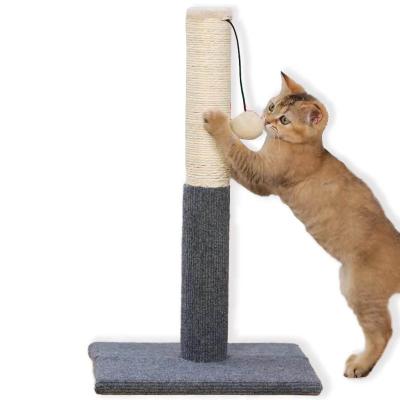 China Stocked Hanging Ball Toy Cat Scratching Post Scratch Pole Sisal Promotion Sturdy Natural Lathe Scratcher Pole Rope for sale