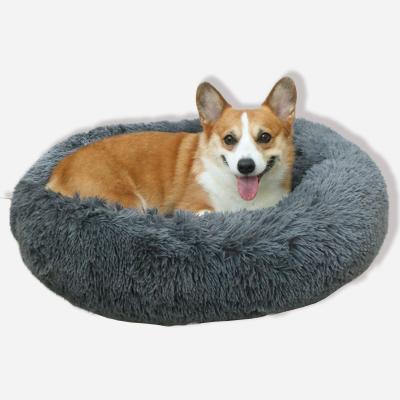 China Wholesale Washable Faux Fur Fluffy Comfortable Round Luxury Dog Stored Sofa Beds for sale