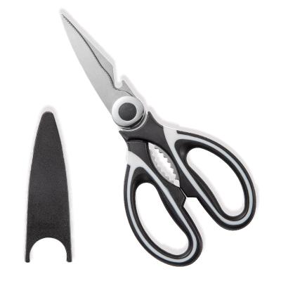 China Multi-function Kithchen Scissor Promotion Japanese Stainless Steel Metal Black Non-slip Handle Multifunction Kitchen Scissors For Kitchen for sale